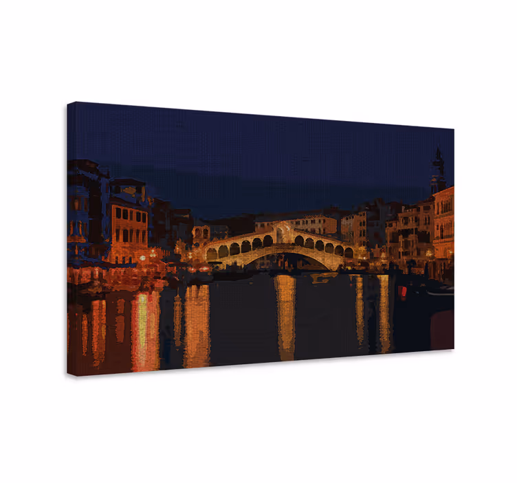 Tableau villes et pays reflet du pont illuminé - TenStickers