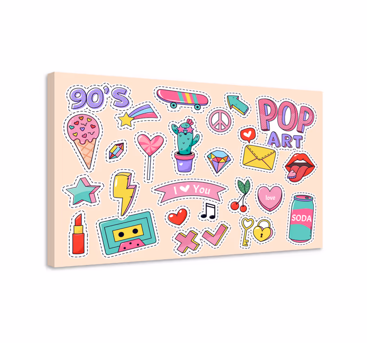 Tableau Doodle de patchs vintage des années 90 - TenStickers