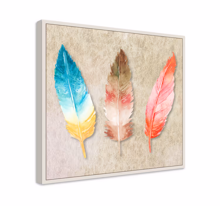 Tableau plume Plumas coloridas pintadas de acuarela - TenStickers