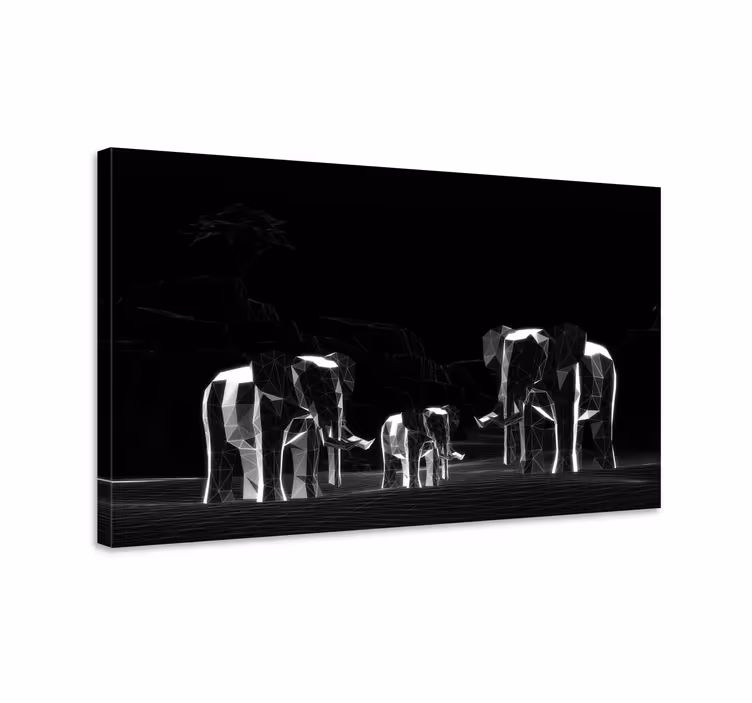 Tableau éléphants famille d'éléphants géométrique - TenStickers