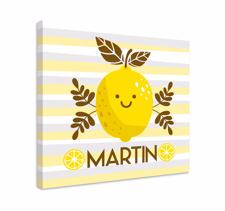Tableau fruits Émblème de citron souriant - TenStickers