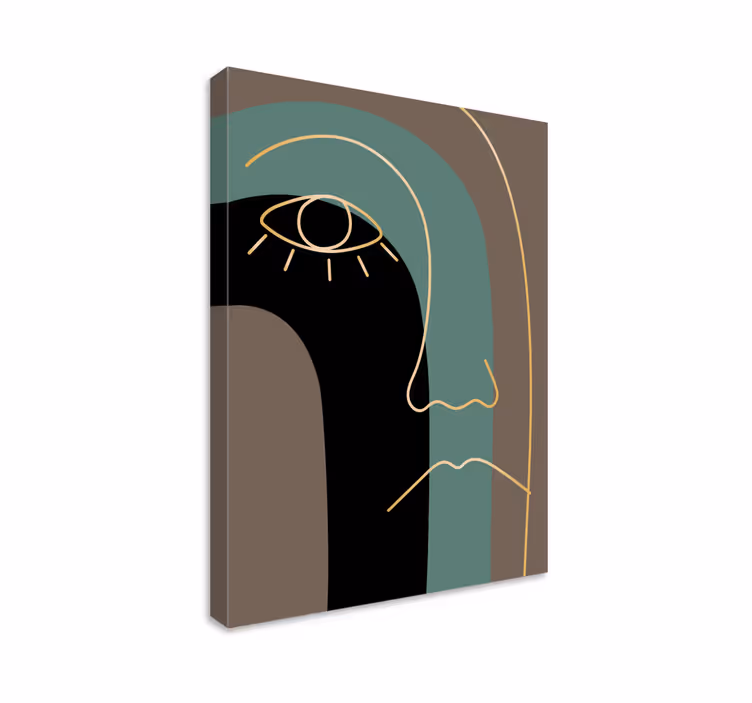 Tableau abstrait contour du visage minimaliste - TenStickers