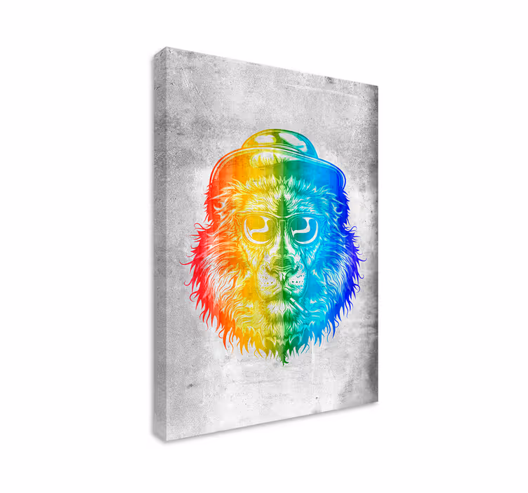 Tableau Lion aux couleurs de l'arc-en-ciel - TenStickers