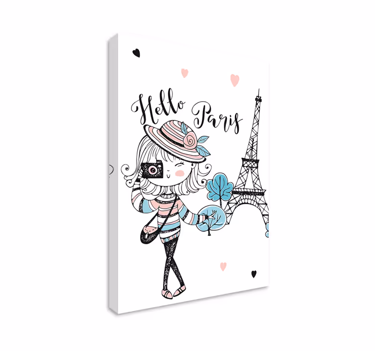 Tableau villes et pays bonjour fille de paris - TenStickers