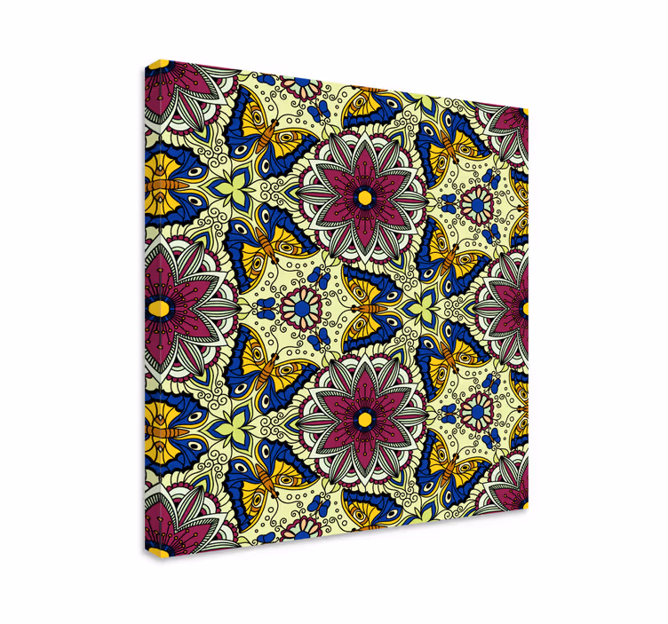 Tableau fleurs et plantes motif papillon floral - TenStickers
