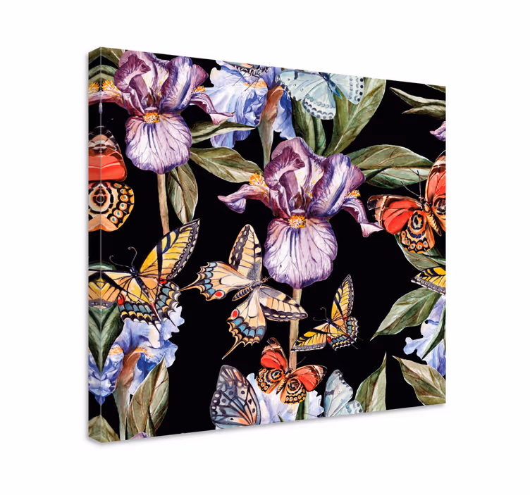 Tableau fleurs et plantes papillons et iris - TenStickers