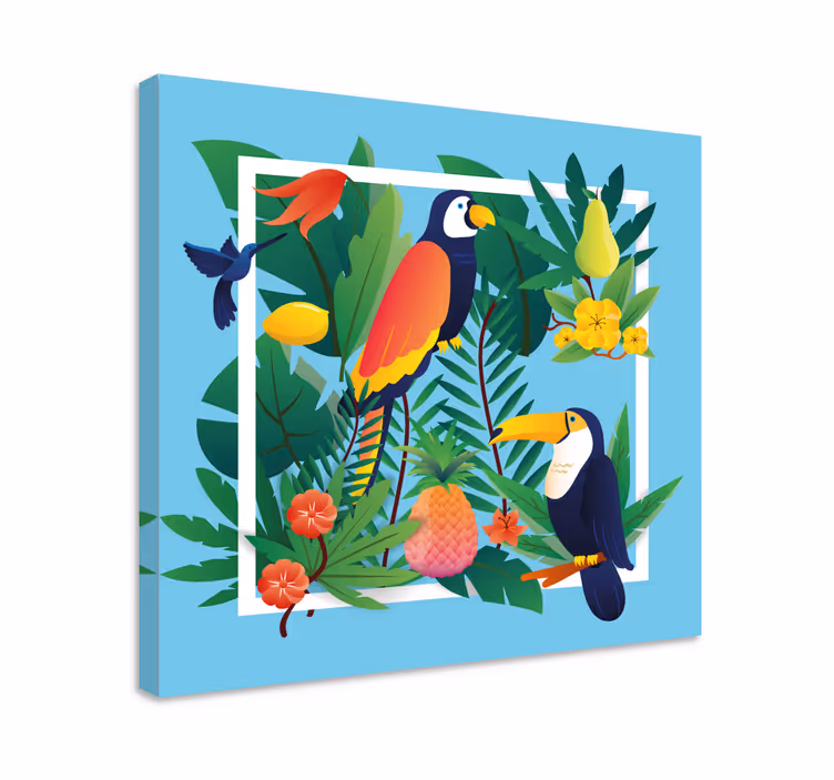 Tableau animaux rencontre de perroquets tropicaux - TenStickers