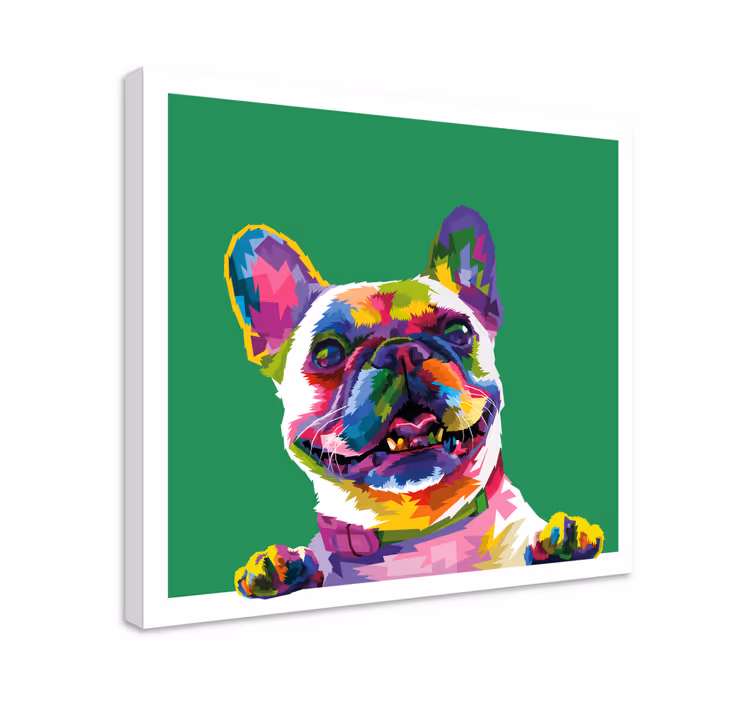 Tableau chien Arc en ciel de bouledogue français - TenStickers