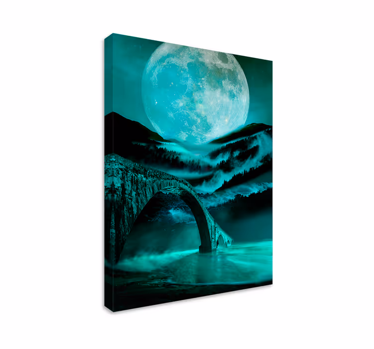Tableau paysages pont au clair de lune - TenStickers