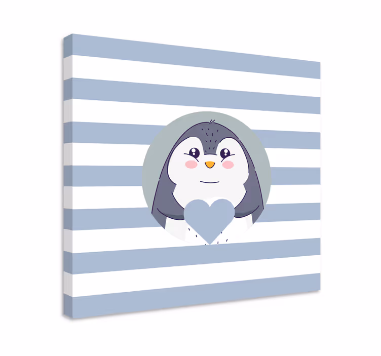 Tableau chambre bébé Coeur de pingouin dessin animé bébé - TenStickers