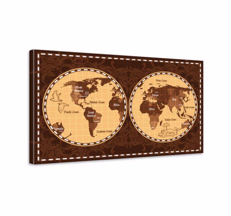 Tableau carte du monde atlas mondial rétro - TenStickers