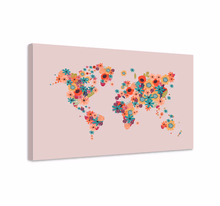 Tableau carte du monde floral - TenStickers