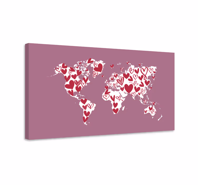 Tableau carte du monde Coeur d'amour - TenStickers