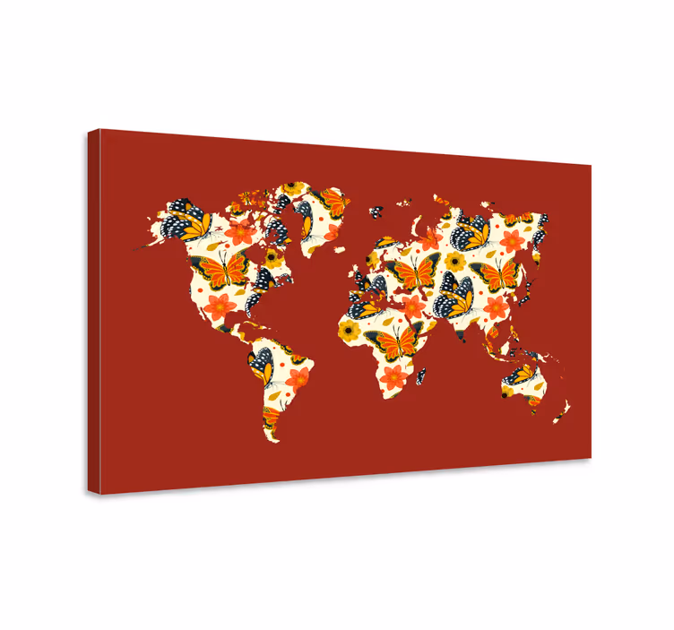 Tableau carte du monde Carte du monde des papillons - TenStickers