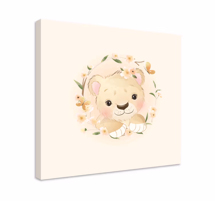 Tableau chat Chat avec des fleurs de couronne - TenStickers