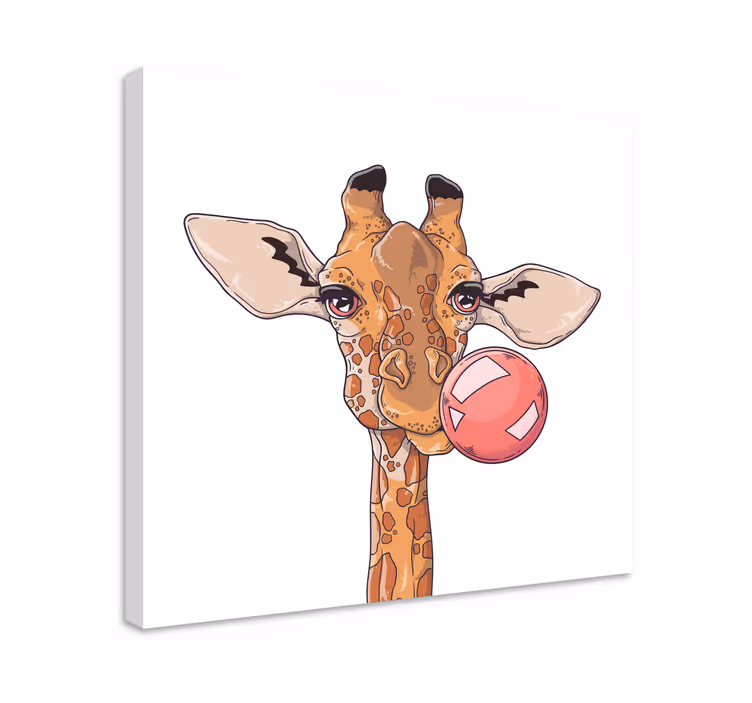 Tableau animal Girafe avec du chewing-gum - TenStickers