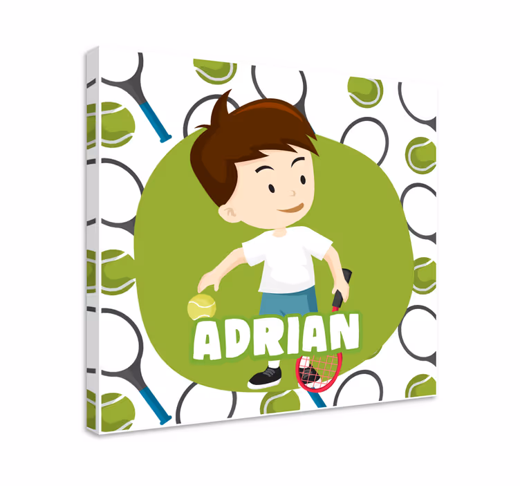 Tableau personnalisé Joueur de tennis enfant avec nom - TenStickers