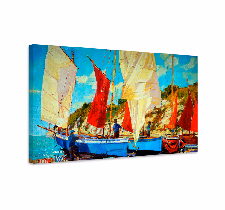 Tableau mer Trois bateaux sur l'eau - TenStickers