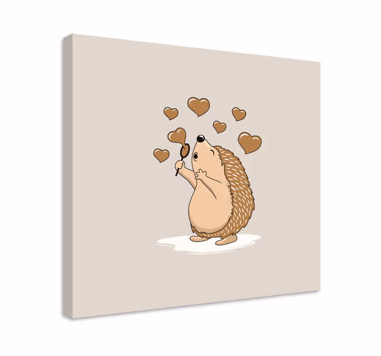Tableau animaux hérissons heureux avec cœurs - TenStickers