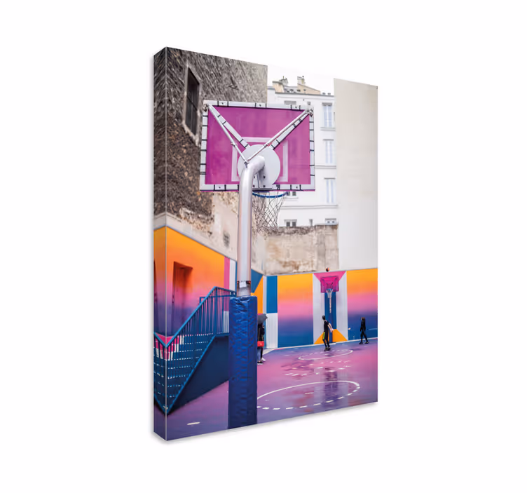 Tableau maison Terrain de basket couleurs vives - TenStickers