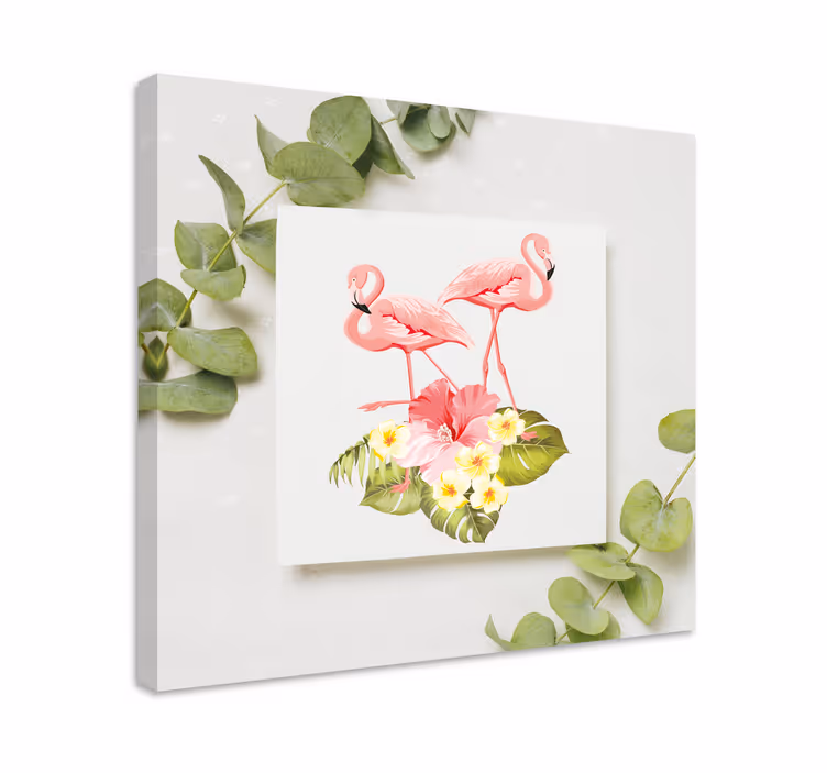Tableau pour chambre enfant Décoration florale exotique flamant r - TenStickers