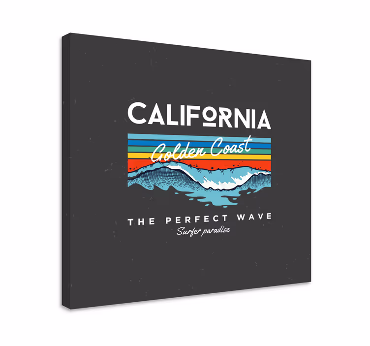 Tableau villes et pays vagues de surfeur en californie - TenStickers