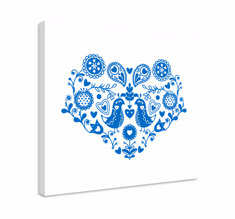 Tableau fruits motif oiseaux en cœur - TenStickers
