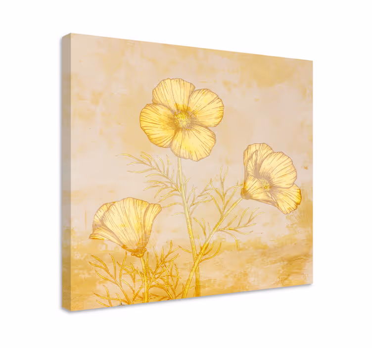 Tableau fleurs et plantes composition de fleurs dorées - TenStickers