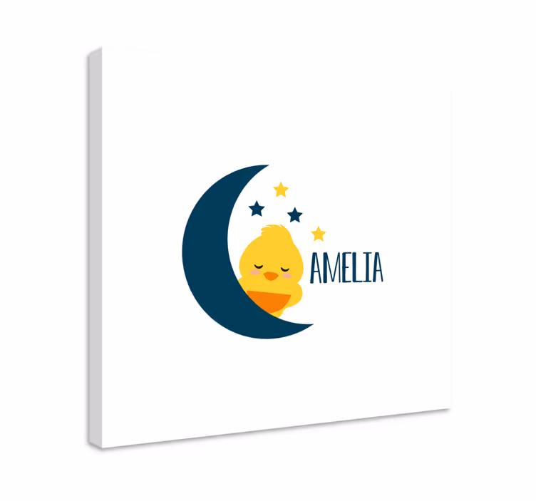 Tableau bébé poussin endormi sous la lune - TenStickers