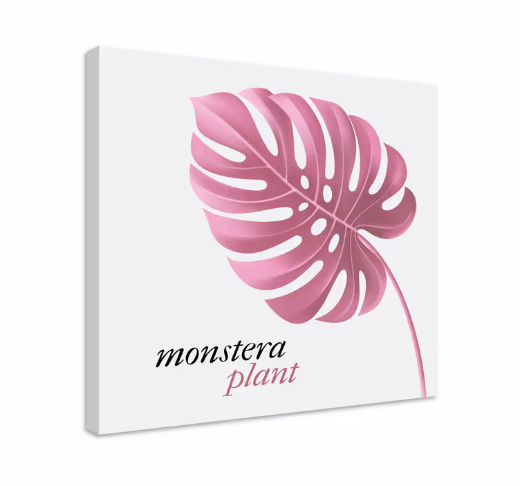 Tableau texte Style monstera minimaliste rose - TenStickers