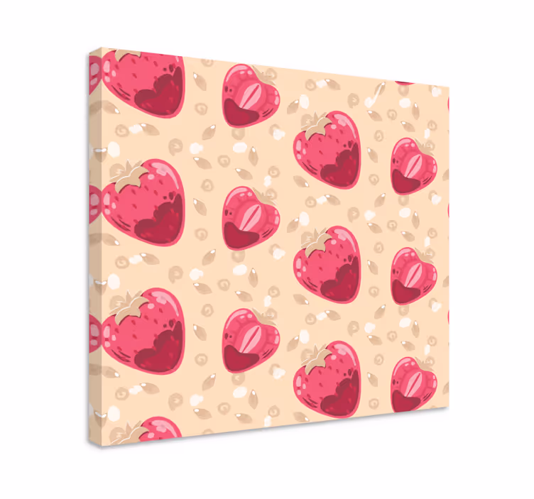 Tableau fruits motif cœurs fraises - TenStickers