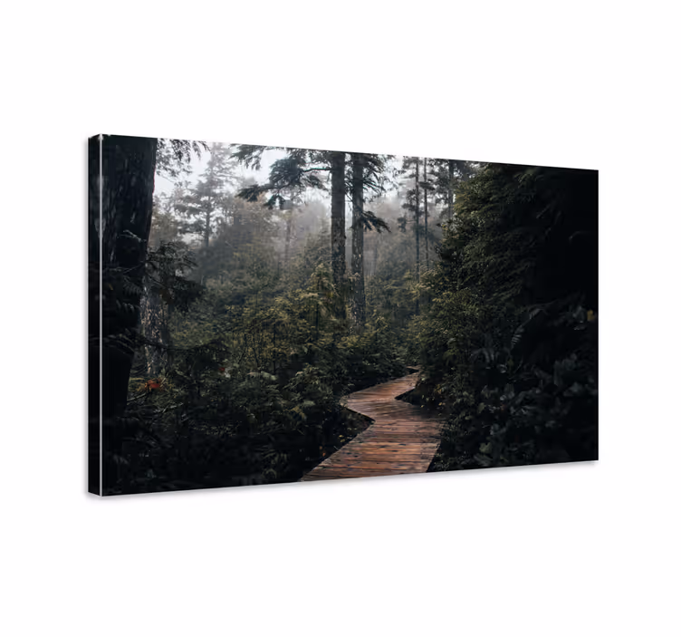 Tableau paysages voyage sur chemin en bois - TenStickers