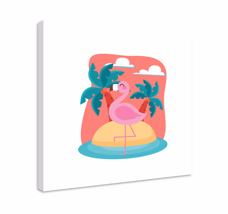 Tableau animaux flamant rose sur une île - TenStickers