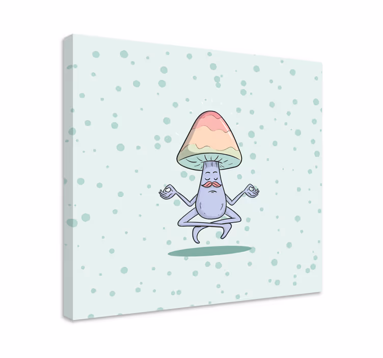 Tableau texte personnage champignon méditant - TenStickers
