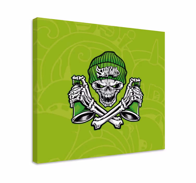 Tableau moderne Lunettes de crâne vertes graffiti - TenStickers
