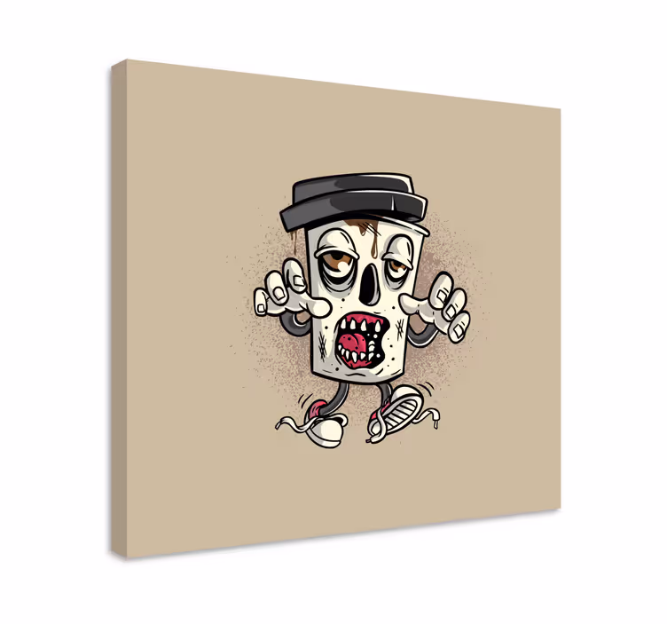 Tableau moderne Personnage de graffiti zombie café - TenStickers