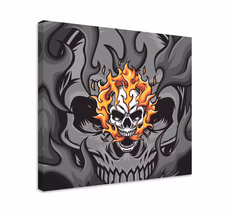 Tableau texte tête de mort en flammes - TenStickers