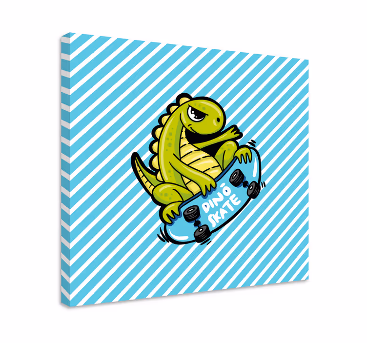 Tableau dinosaures fun de skate avec les dinosaures - TenStickers