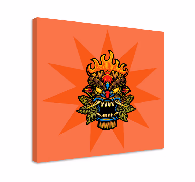 Tableau musique masque tribal enflammé - TenStickers