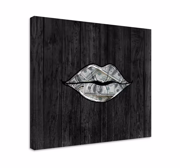 Tableau ornemental lèvres avec des billets - TenStickers