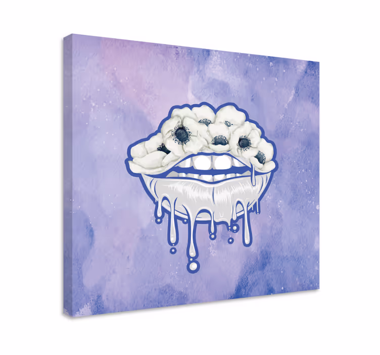 Tableau ornemental bouche avec fleurs - TenStickers