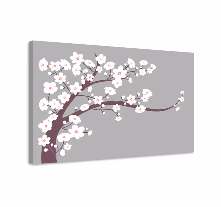 Tableau 3d Fleurs blanches sur fond gris - TenStickers
