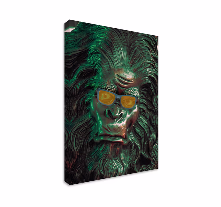 Tableau plumes visage de gorille élégant - TenStickers