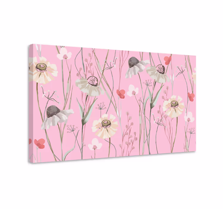 Tableau fleurs sticker de couleurs pastel rose - TenStickers