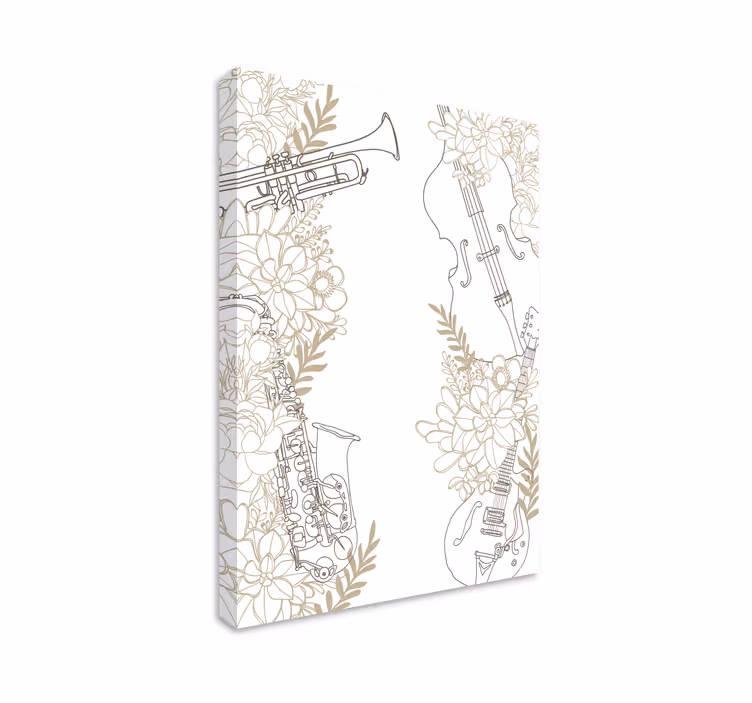 Tableau musique instruments floraux - TenStickers