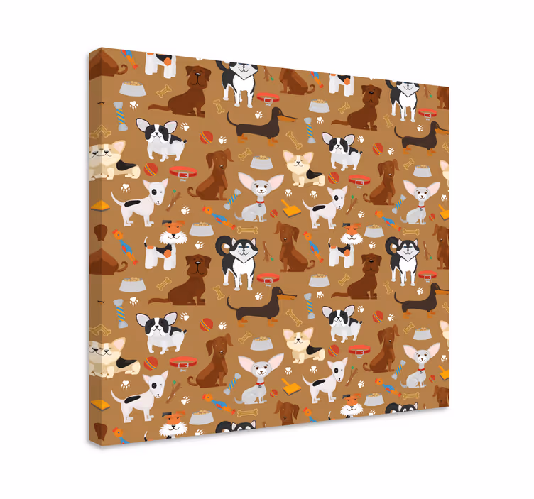 Tableau chiens chiots marron - TenStickers