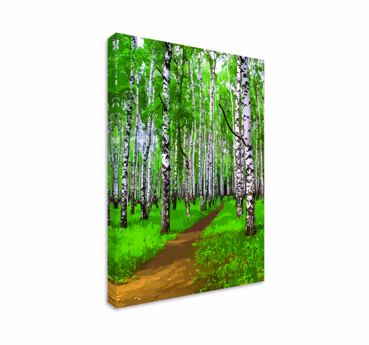 Tableau arbres chemin luxuriant dans un bouleau - TenStickers
