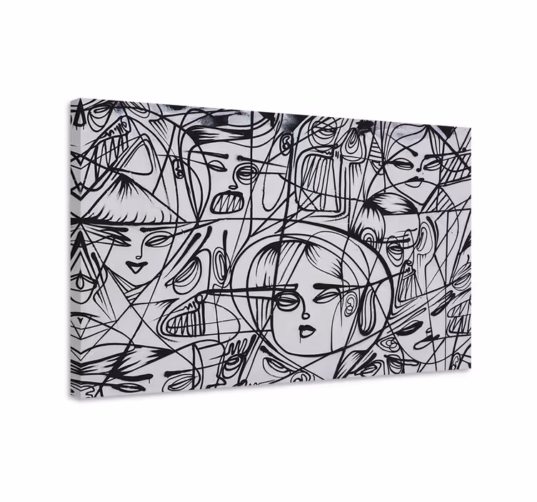 Tableau moderne Visages abstraits en noir et blanc - TenStickers