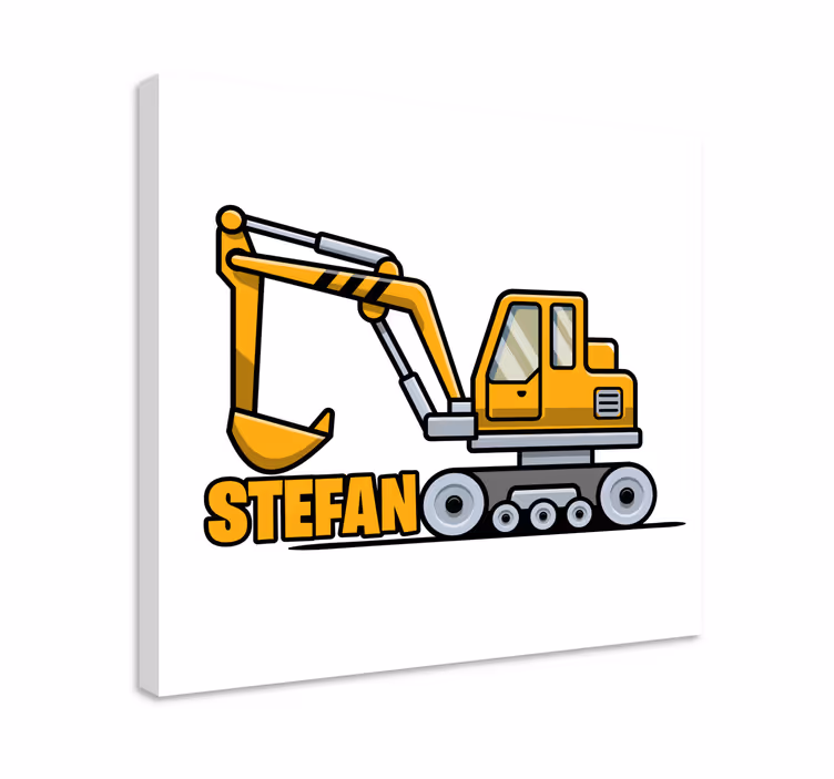 Tableau personnalisé Pelle de dessin animé jaune avec nom - TenStickers