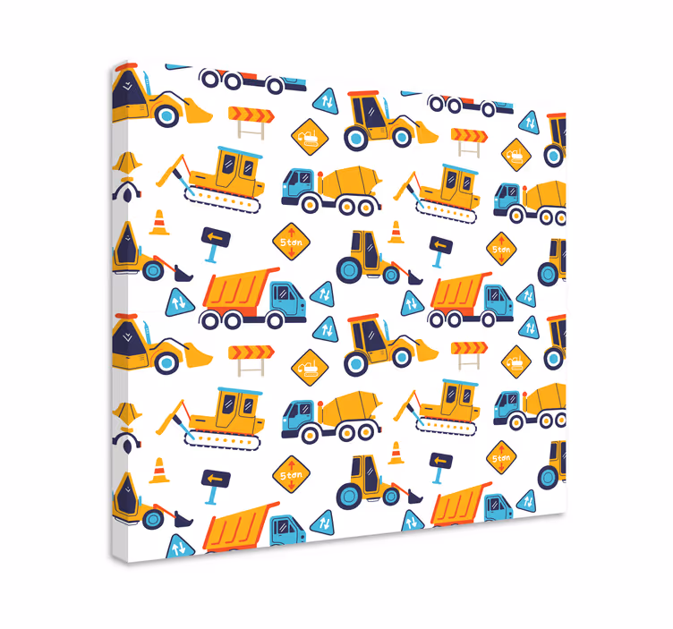 Tableau enfants véhicule de construction amusant - TenStickers